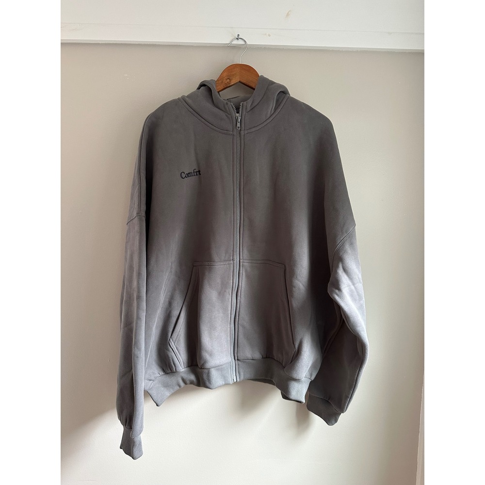 Comfrt Oversized Full Zip Hoodie Unisex M Gray‎ EUC Cozy Streetwear Loungewear